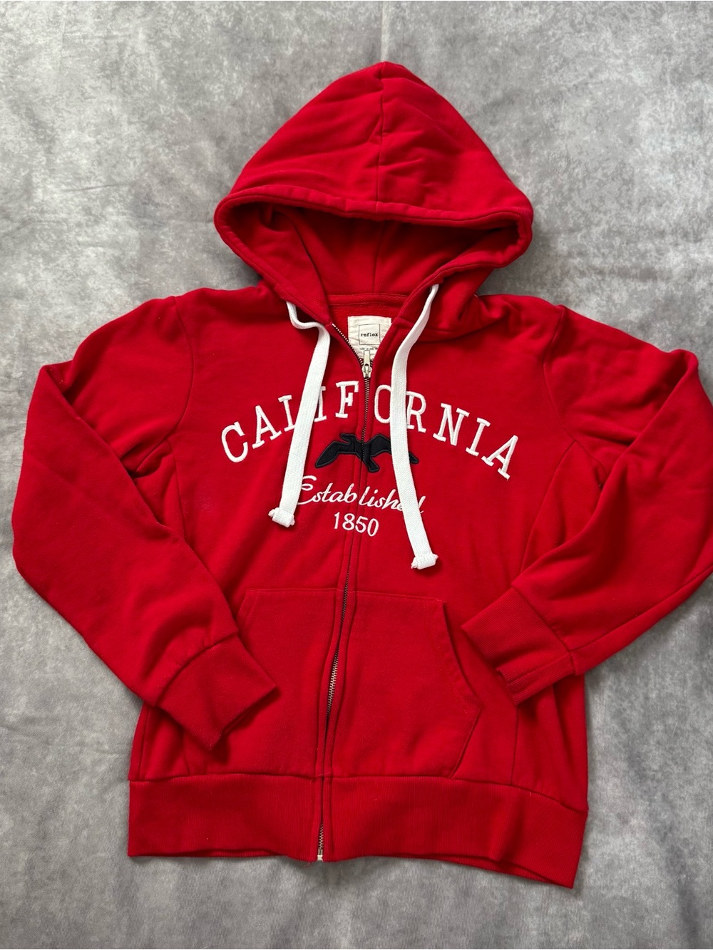 Reflex Red Youth Zip-Up Hoodie with California Graphic
